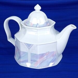 SAVOIR VIVRE Celina Fine China Teapot Pastel Geometric Art Deco Aztec Y0010 CUTE